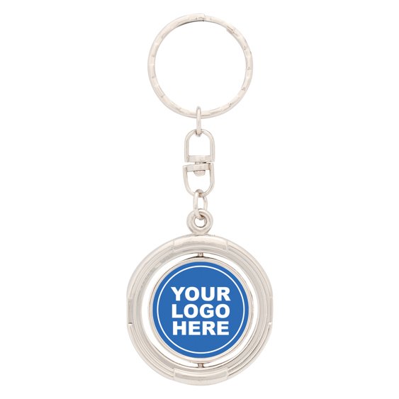 Clear round keyring with circular logo insert holder and metal chain