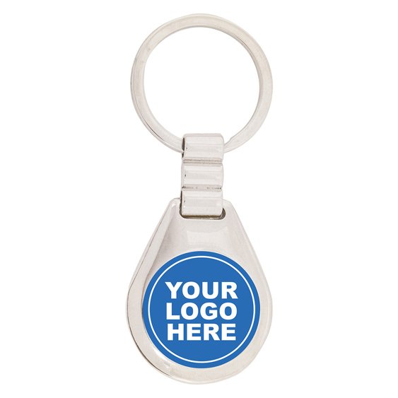 Clear teardrop keyring with circular logo insert holder and metal ring