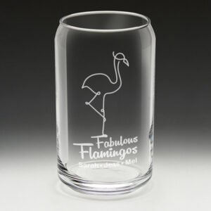 Engraved whisky glass with flamingo outline and Fabulous Flamingos text