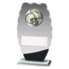 american-football-glass-plaque-helmet-ball-medium Medium american football glass plaque with helmet and ball insert on textured edge glass panel with engraving plate