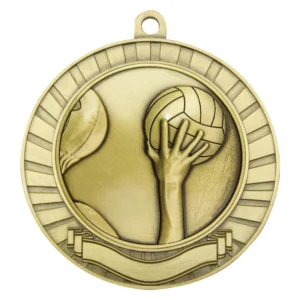 Water polo medal with hand and ball design and space for custom ribbon and engraving.