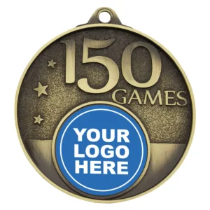 Gold 150 games milestone medal with metal construction