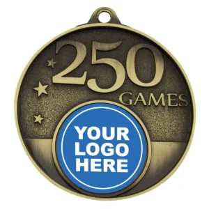 Gold 250 games milestone medal with metal construction