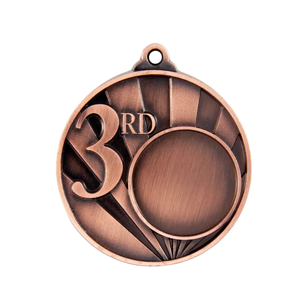 3rd Place with Insert Sunrise Bronze sunrise medal-3rd + 25mm insert with zinc alloy construction
