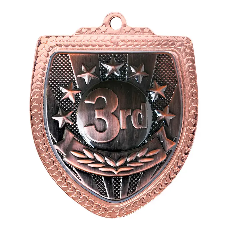 3rd Shield Medal Bronze / gold shield medal - 3rd with iron construction
