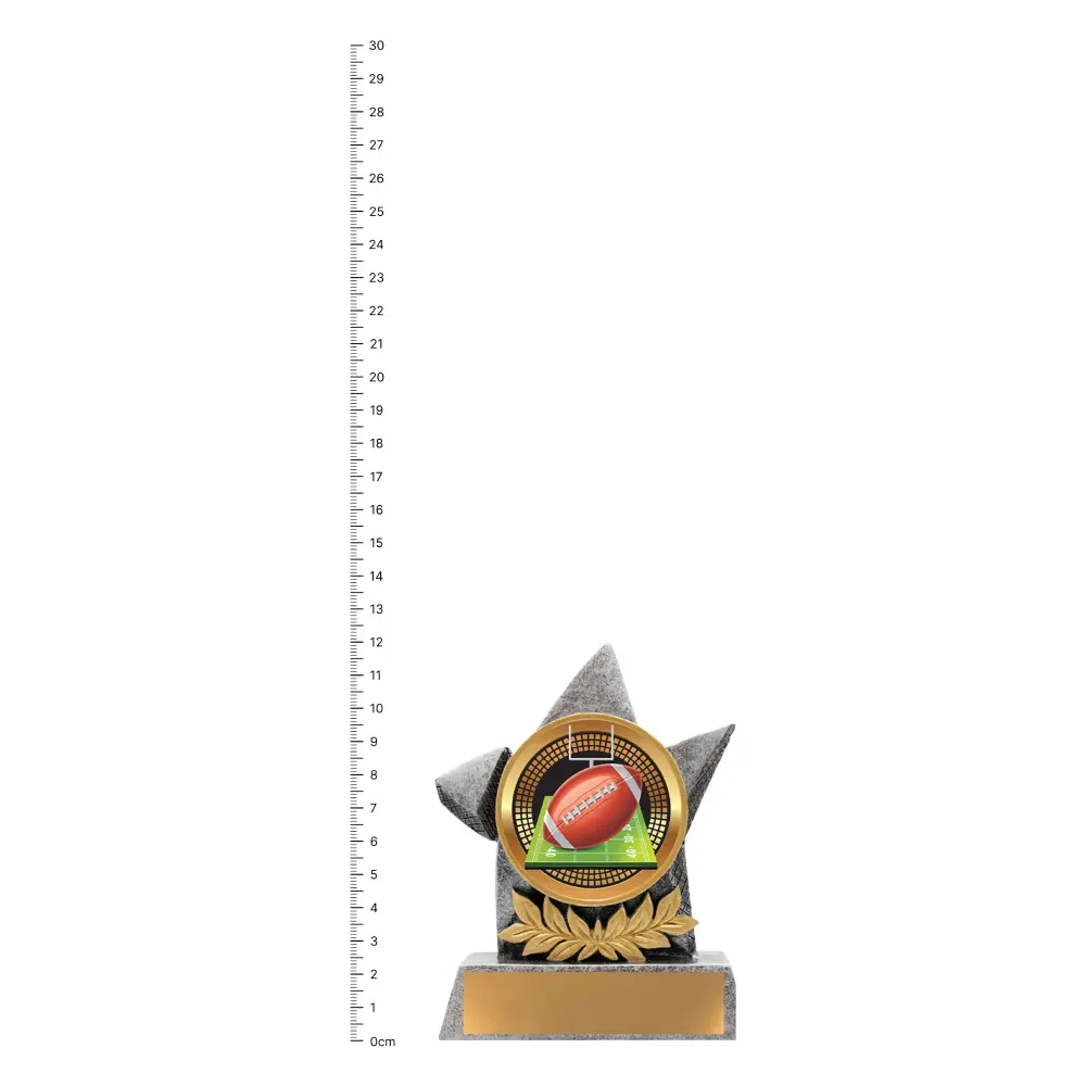 American Football Argo trophy next to ruler American Football Argo trophy next to ruler