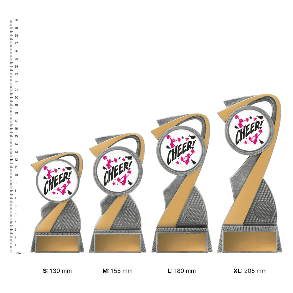 Arclight Colour - Cheerleading trophies next to ruler Arclight Colour - Cheerleading trophies next to ruler
