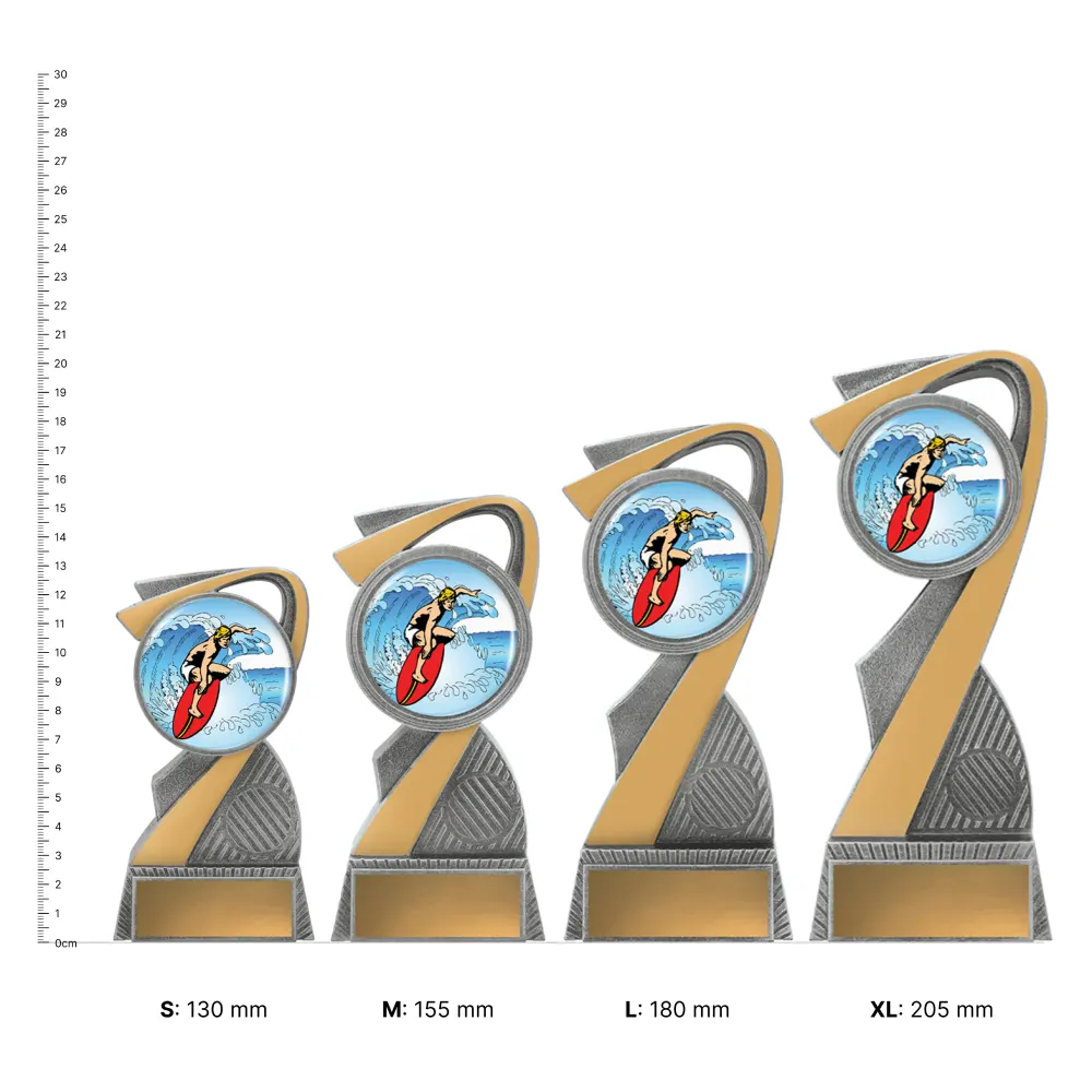 Arclight Colour - Surfing trophies next to ruler