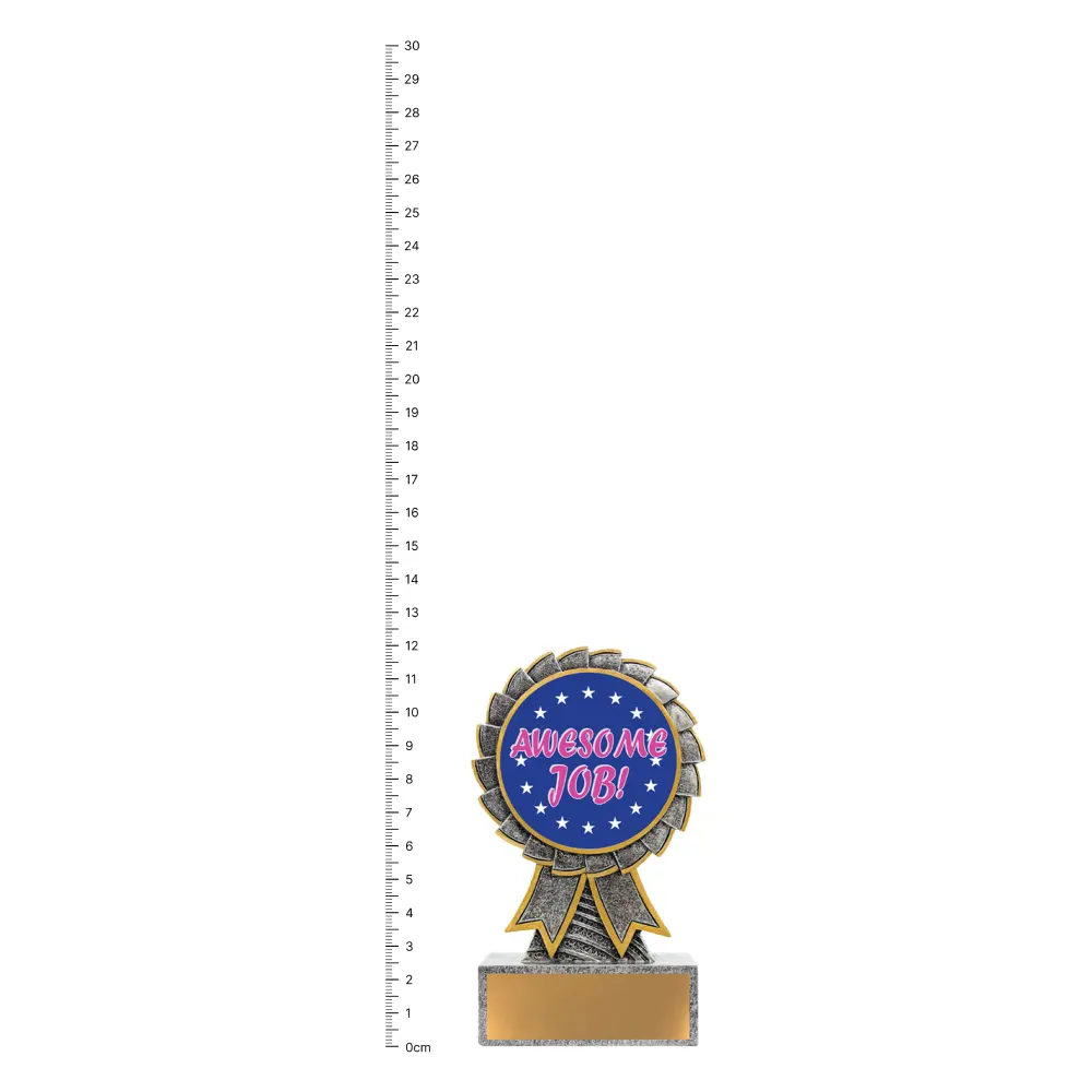 Awesome Job Aster trophy next to ruler Awesome Job Aster trophy next to ruler