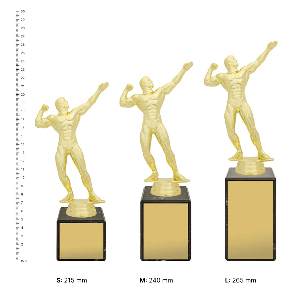 Bodybuilder Marble Column Bodybuilder Marble Column trophies next to ruler