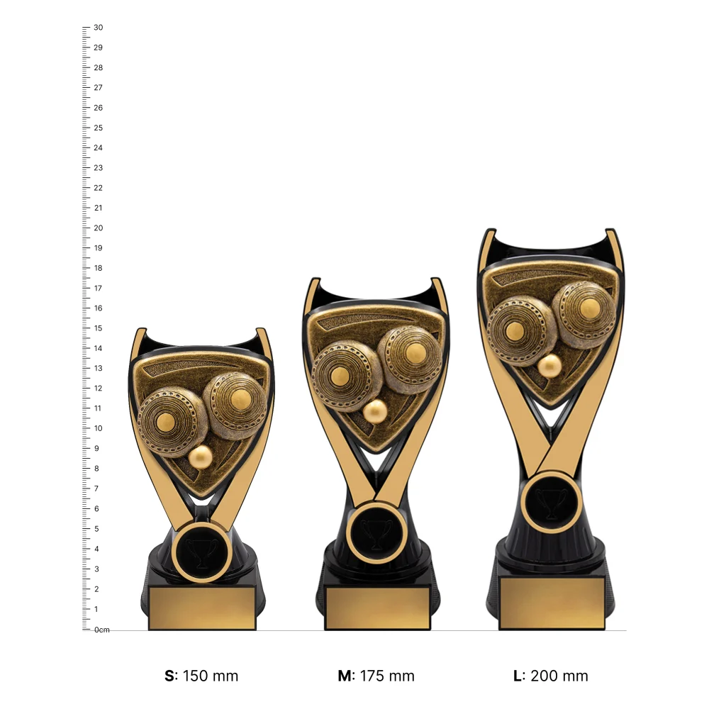 Bowls Nova trophies next to ruler