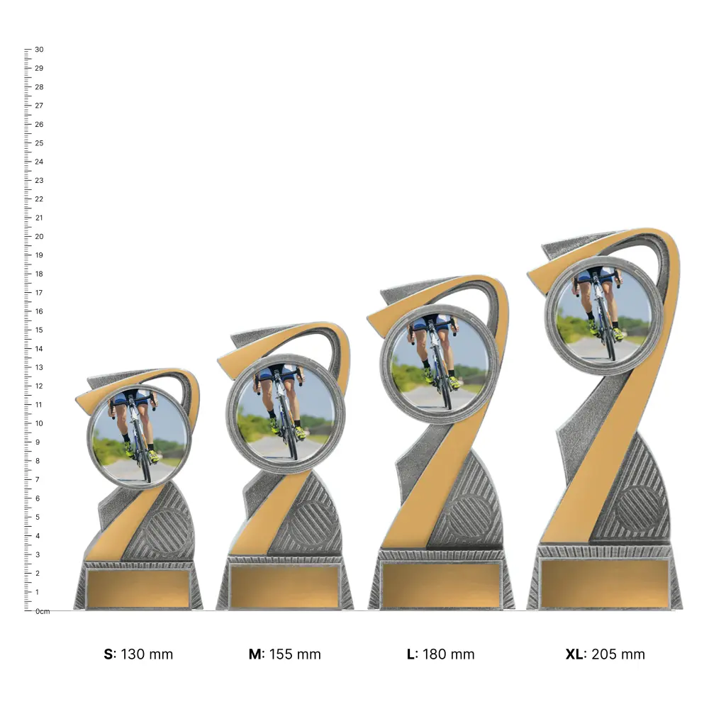 Cycling Arclight Colour trophies next to ruler Cycling Arclight Colour trophies next to ruler