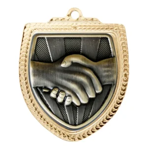 gold shield medal - fair play/sportsmanship with iron construction