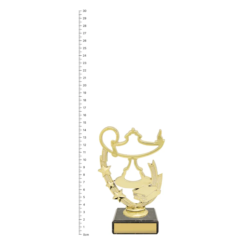 Figure Trophy - Academic Theme next to ruler Figure Trophy - Academic Theme next to ruler