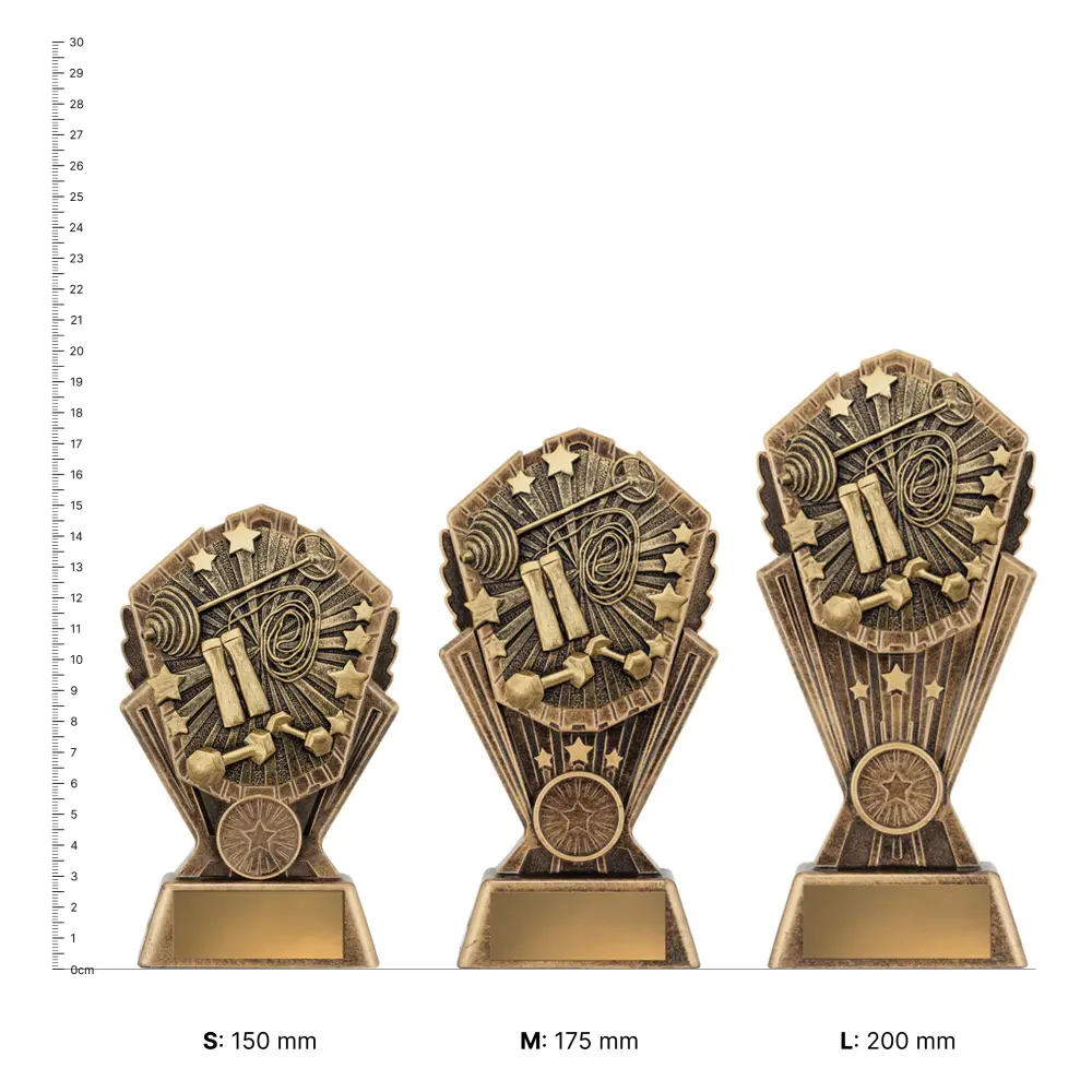 Fitness Cosmos trophies next to ruler Fitness Cosmos trophies next to ruler