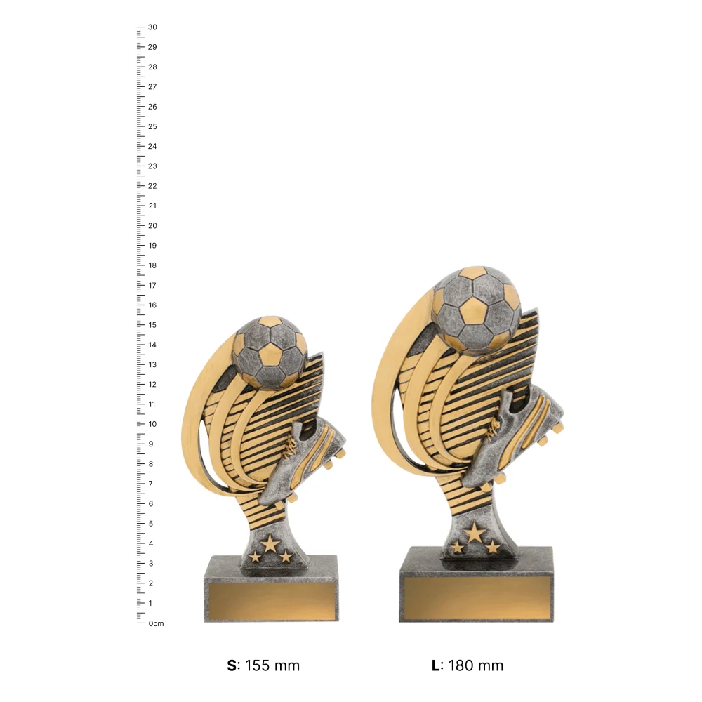 Football Coda trophies next to ruler Football Coda trophies next to ruler