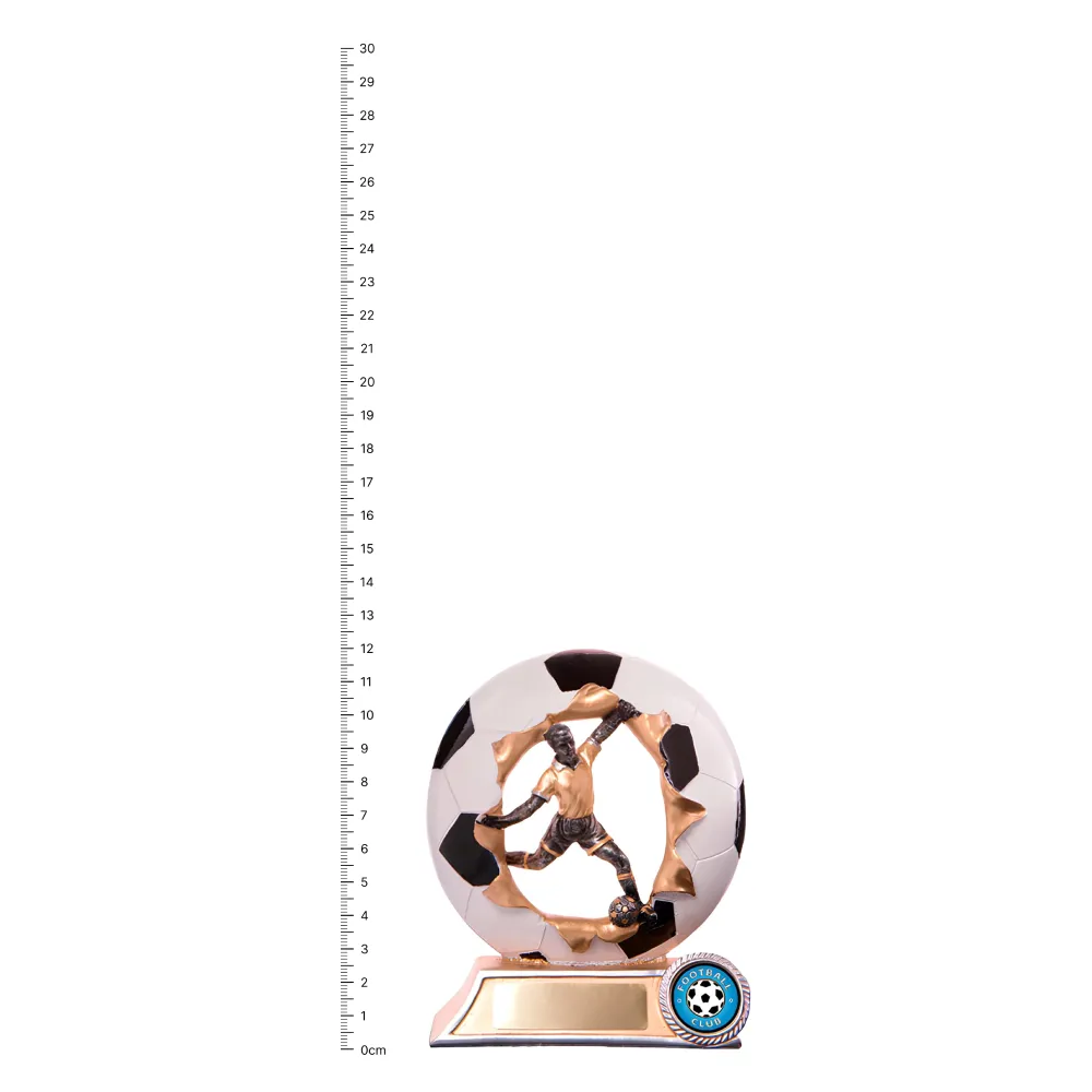 Football Male 3D Break-Thru next to ruler Football Male 3D Break-Thru next to ruler