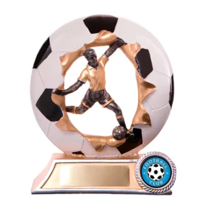 Black&white / gold 3d break-thru football-male with resin construction