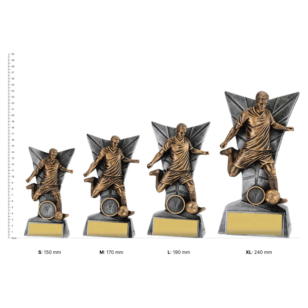 Football Male Delta Football Male Delta trophies next to ruler