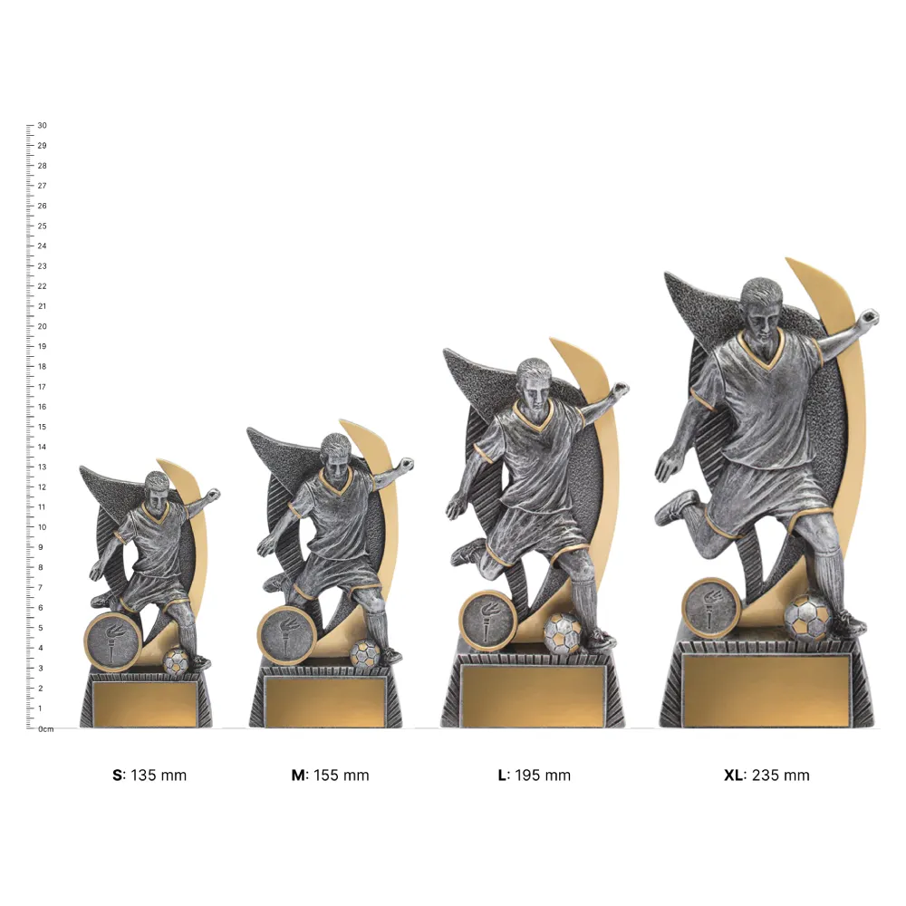 Football Male Warrior Football Male Warrior trophies next to ruler