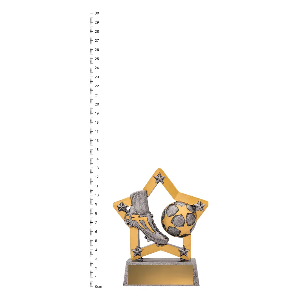 Football Mini Star trophy next to ruler Football Mini Star trophy next to ruler