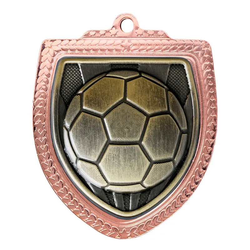Football Shield Medal bronze bronze / gold shield medal - football with iron construction
