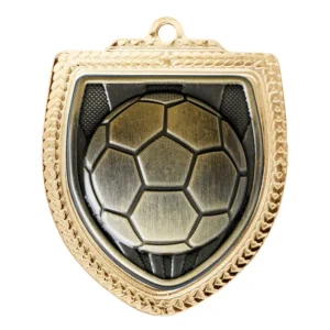 Gold / gold shield medal - football with iron construction