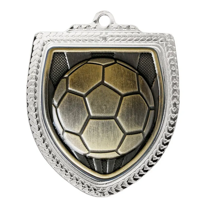 Football Shield Medal silver silver / gold shield medal - football with iron construction