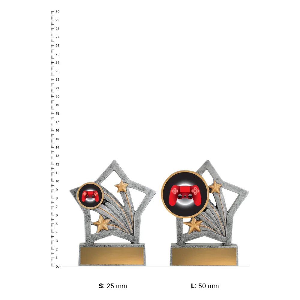Gaming Flash trophies next to ruler