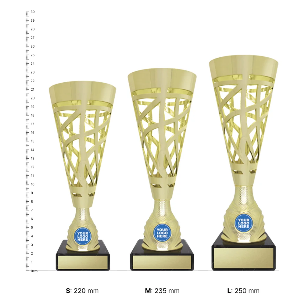 Gold Serafino Gold Serafino trophies next to ruler