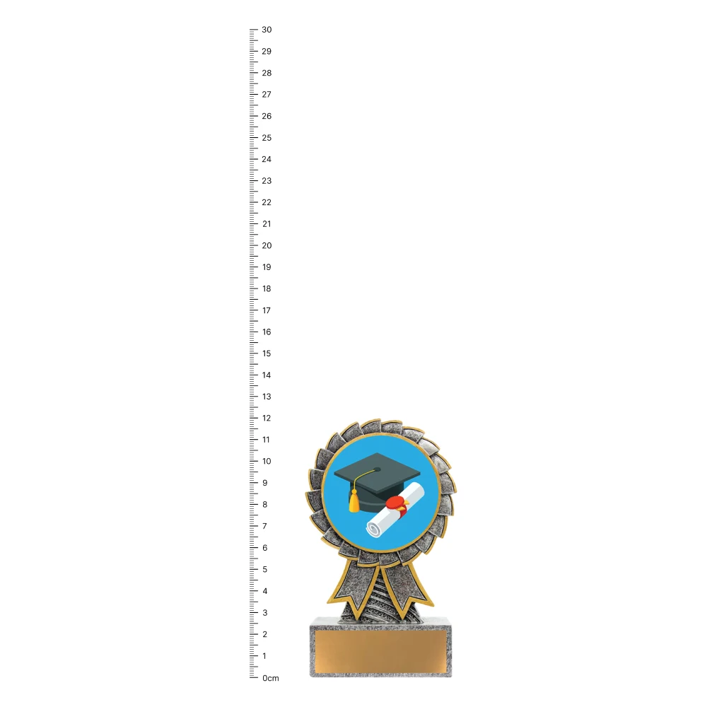 Graduate Aster trophy next to ruler Graduate Aster trophy next to ruler