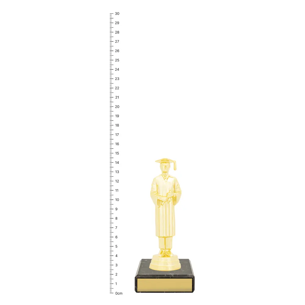 Graduate Figure Trophy next to ruler Graduate Figure Trophy next to ruler