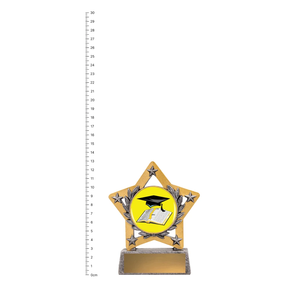 Graduate Mini Star Colour trophy next to ruler