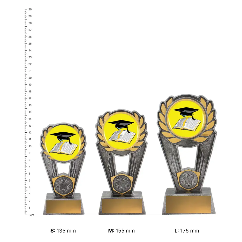 Graduate Polaris Colour trophies next to ruler Graduate Polaris Colour trophies next to ruler