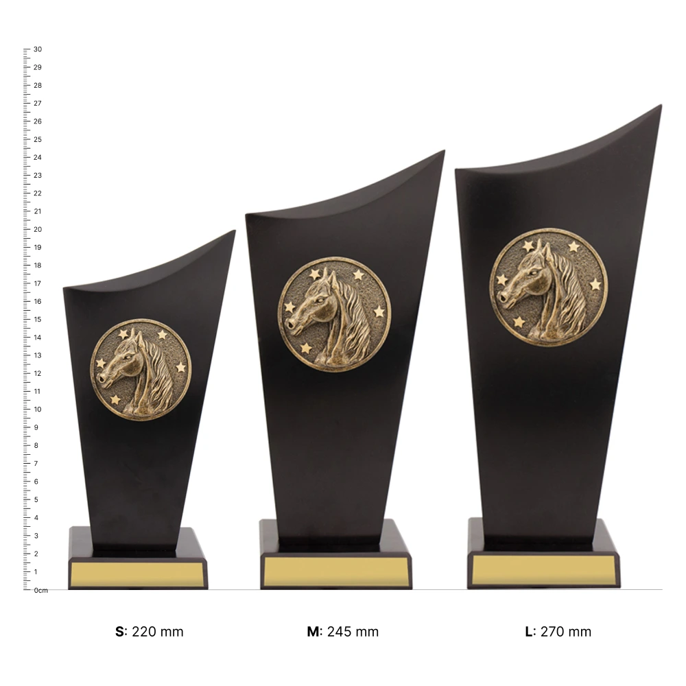 Horse Spartan Crest trophies next to ruler