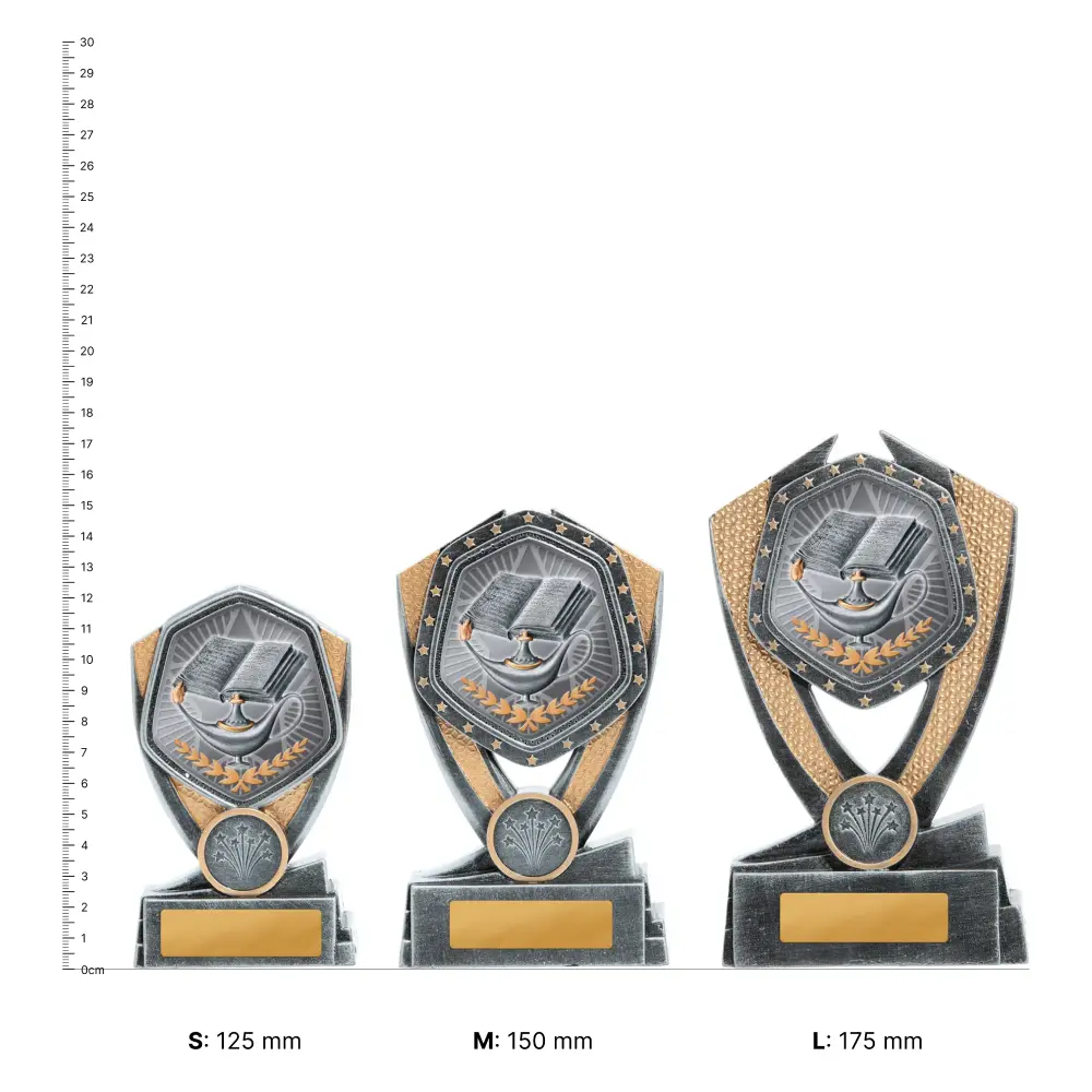 Knowledge Hero Series trophies next to ruler