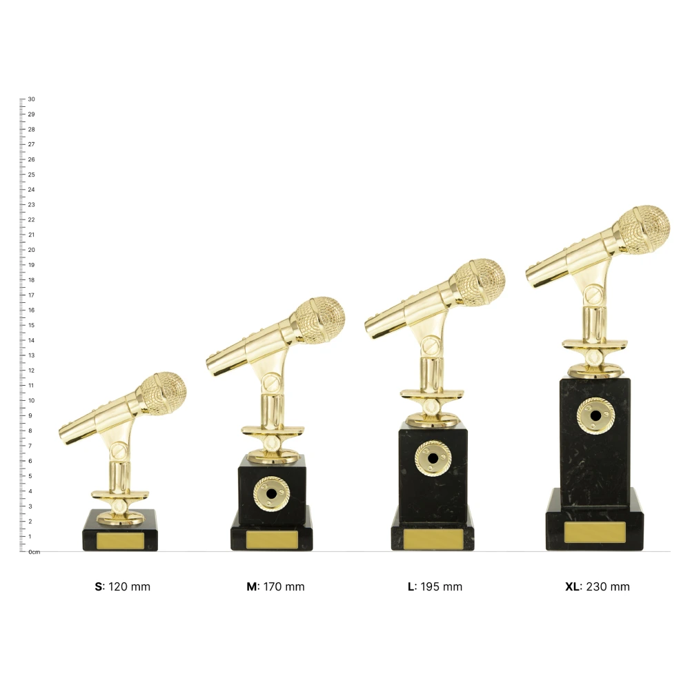 Microphone on Column trophies next to ruler