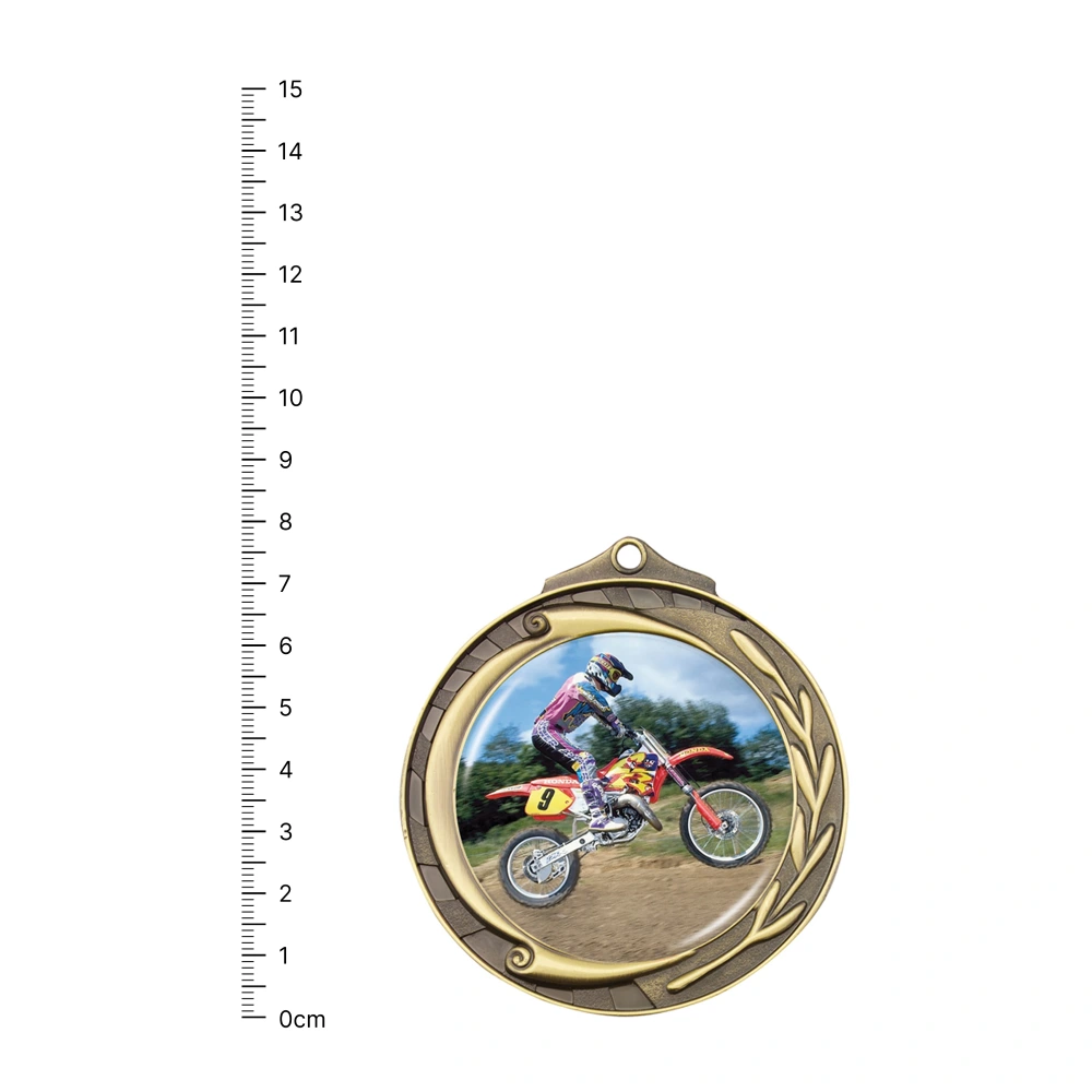 Motocross Wreath gold Motocross Wreath gold next to ruler
