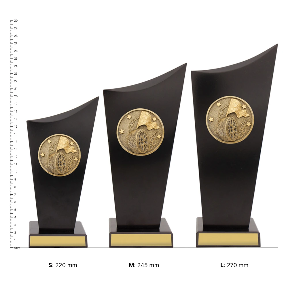 Motorsport Spartan Crest Motorsport Spartan Crest trophies next to ruler