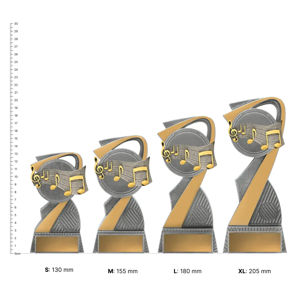 Music Arclight trophies next to ruler Music Arclight trophies next to ruler