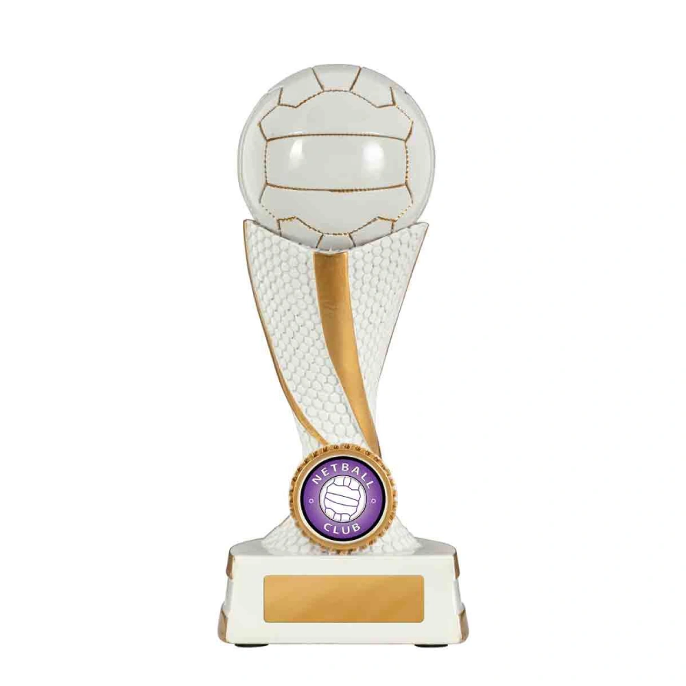 Netball Twist Series large White / gold twist series-netball with resin construction