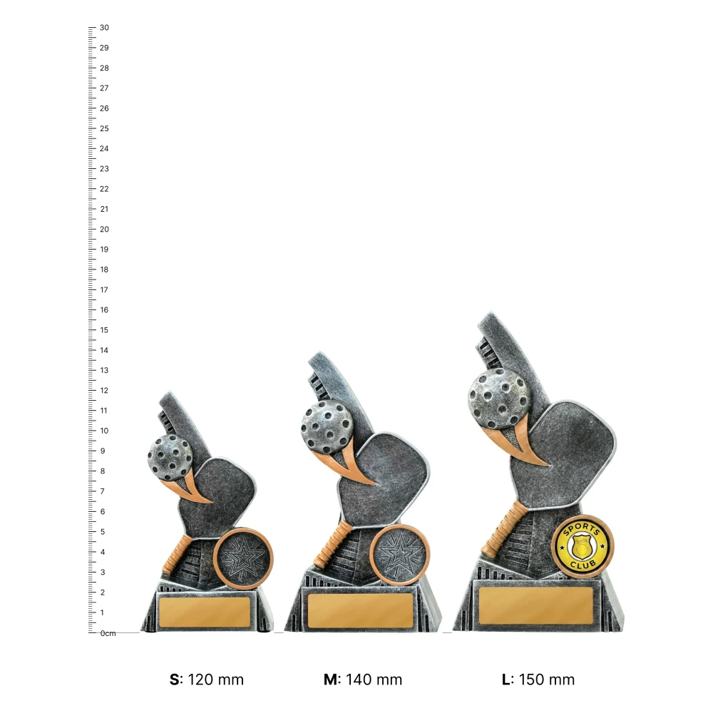 Pickleball Corfu Series trophies next to ruler Pickleball Corfu Series trophies next to ruler