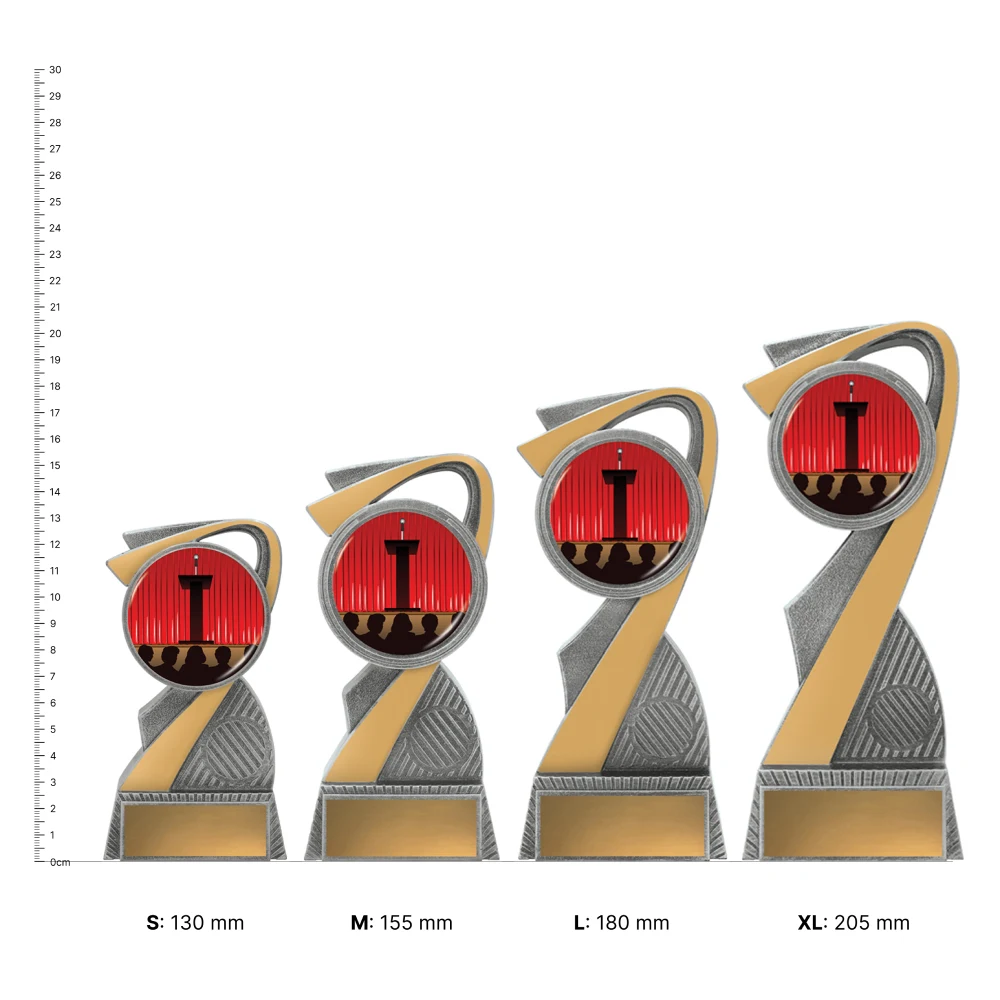 Public Speaking Arclight Colour trophies next to ruler Public Speaking Arclight Colour trophies next to ruler