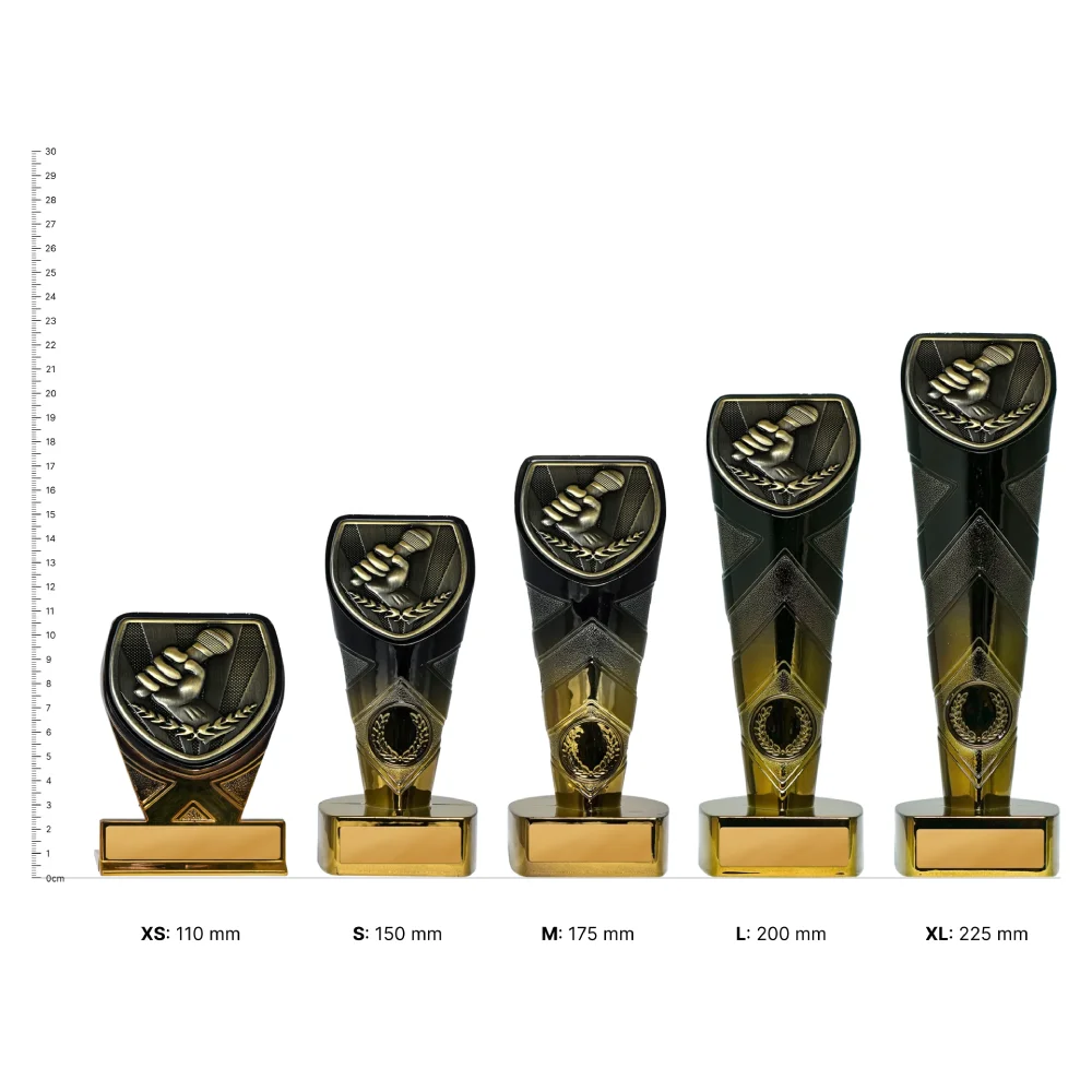 Public Speaking Fusion Cobra trophies next to ruler Public Speaking Fusion Cobra trophies next to ruler