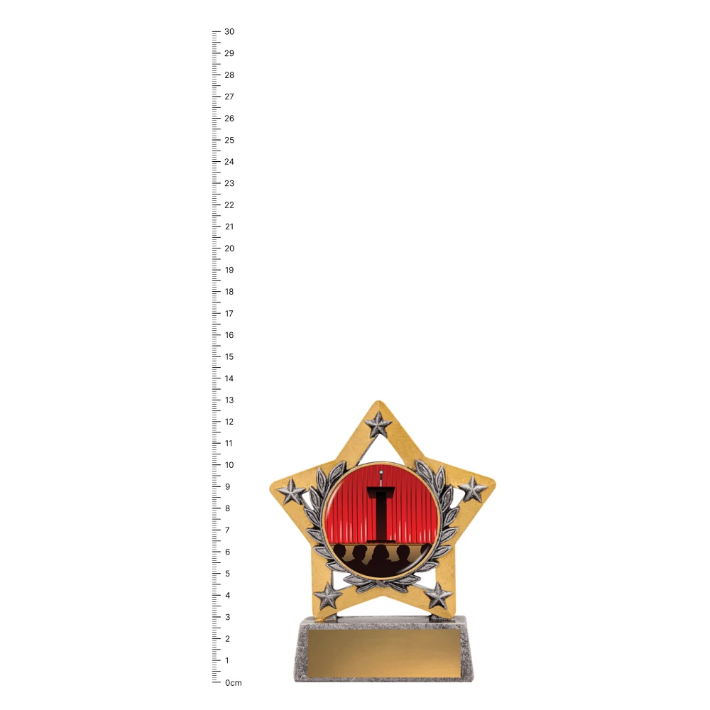 Public Speaking Mini Star Colour trophy next to ruler Public Speaking Mini Star Colour trophy next to ruler