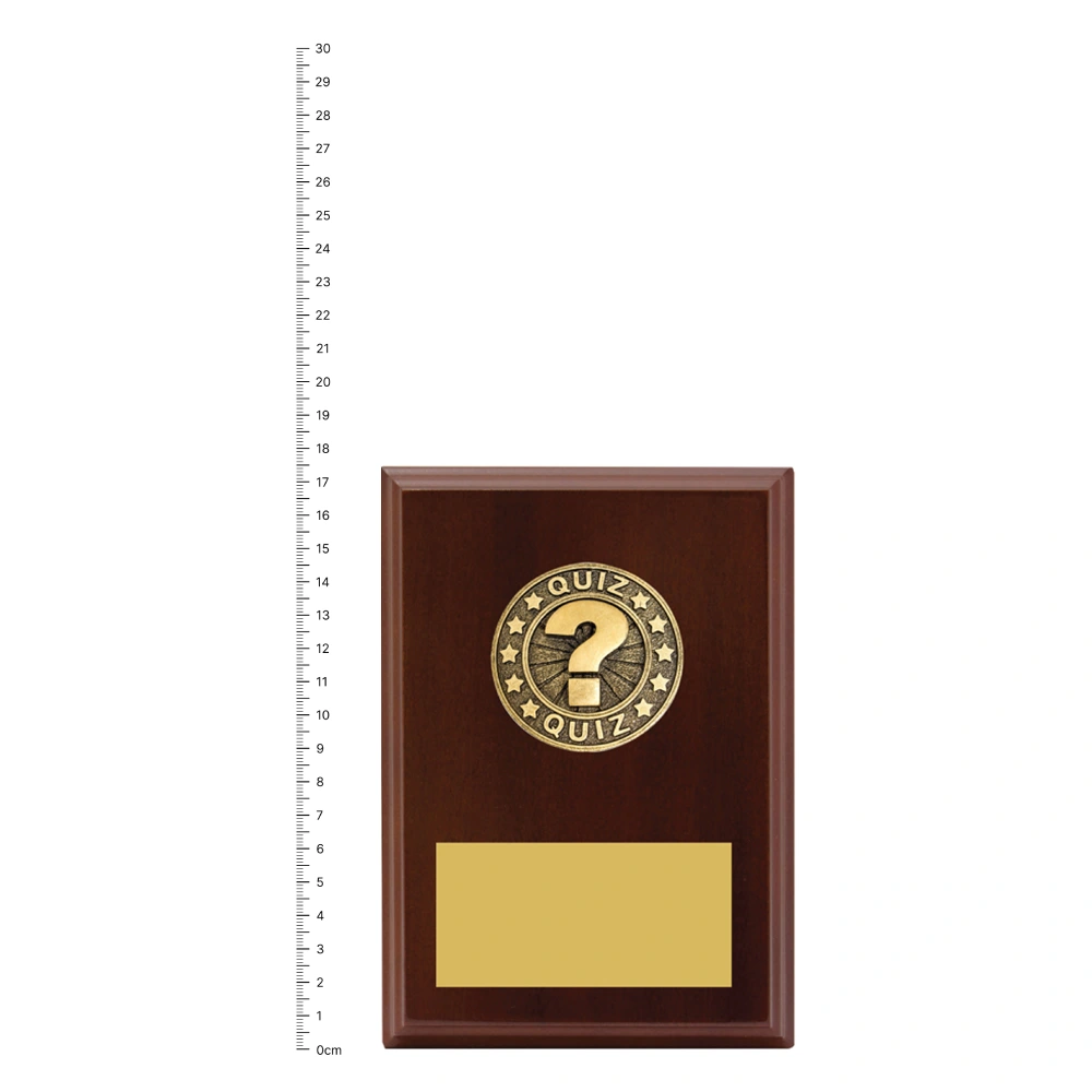Quiz Award Plaque next to ruler Quiz Award Plaque next to ruler