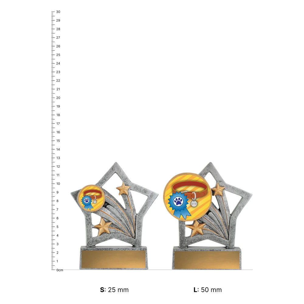 Ribbon & Collar Flash trophies next to ruler Ribbon & Collar Flash trophies next to ruler