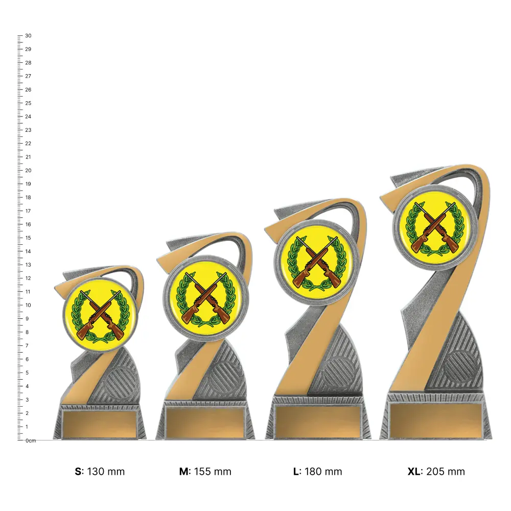 Rifle Arclight Colour trophies next to ruler Rifle Arclight Colour trophies next to ruler