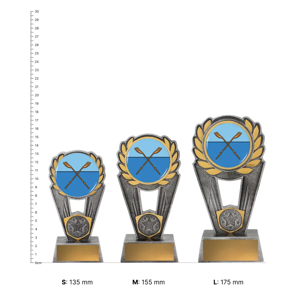 Rowing Polaris Colour Rowing Polaris Colour trophies next to ruler