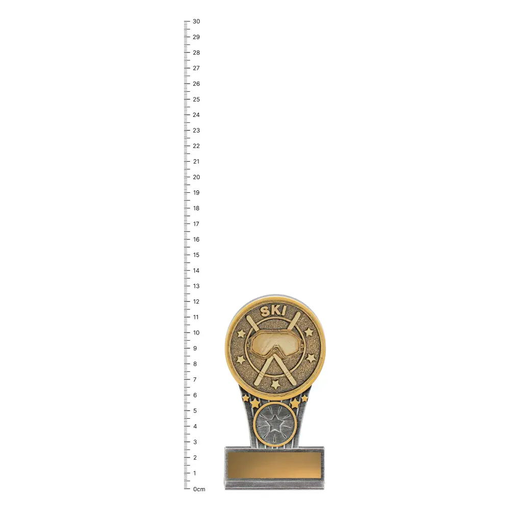 Ski Mini IKON trophy next to ruler Ski Mini IKON trophy next to ruler